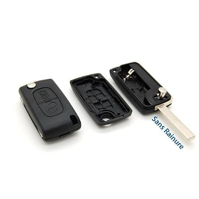 Coque clé plip télécommande 2 boutons Citroen C1 C2 C3 C4 C5 sans rainure