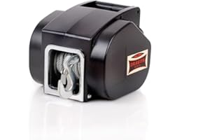 DRAGON WINCH - Treuil électrique portable 12V 5000 lbs (2267 kg) avec 9m de câble en acier pour charrues, quads, ATVs, UTVs, bateaux avec télécommande à câble + accessoires pour treuil