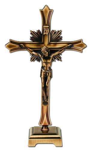 9" Standing Crucifix, Bronze-plated by H. J. Sherman