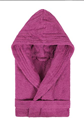 Textiles Vertrauen Pure - Albornoz con capucha para mujer, color Morado (Ciruela), talla Large