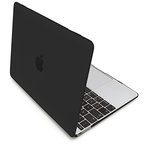 MyGadget MacBook 12 Zoll Retina *Matt* Case Hülle - Apple Model ab 2015 (A1534) durchsichtige Plastik Tasche Mac Schutzhülle Hartschale Cover in Schwarz