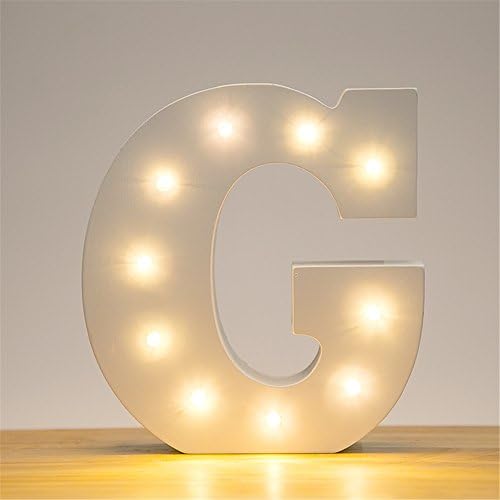 JYSPORT Alphabet Letters LED Light Sign Plastic White Decorative Room Mood Lights Lamps for Birthday Wedding Party Bar Bedroom Indoor Decor (G)
