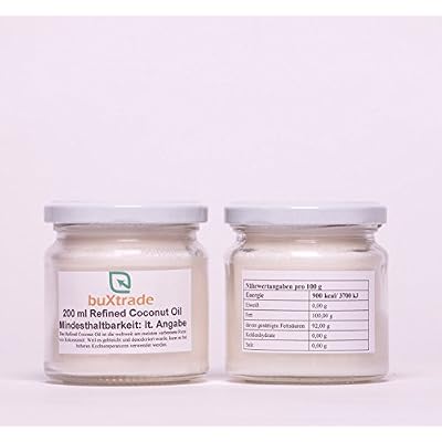 3 Gläser (3x200ml) Refined Coconut Oil - Kokosnussöl Öl Kochen Kokosnuss Kokosöl Kokosfett