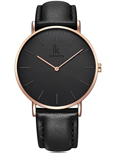 Alienwork Quarz Armbanduhr Ultra-flach Uhr Damen Uhren Herren Zeitloses Design Leder schwarz 98469L-12 Alienwork Quarz Armbanduhr Ultra-flach Uhr Damen Uhren Herren Zeitloses Design Leder schwarz 98469L-12
