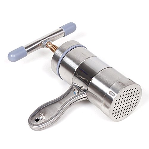 Forepin® Multi-Funktions Küche Zubehör Edelstahl Pasta Presse Nudelmaschine Spaghettieispresse Fruchtpresse Manuell mit 5 Nudel Form - 4
