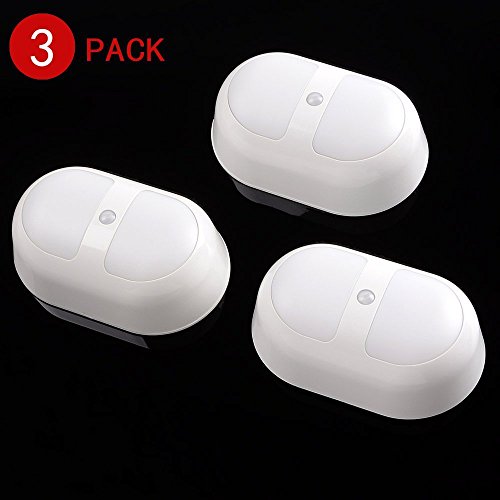 lederTEK luz LED de sensor de movimiento en la pared, encendido / apagado automático, inteligente, perfecto para el Dormitorio, Armarios, Pasillo, Sótano, Escaleras, Camino-Amarillo caliente (3 paquetes)
