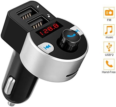 Bluetooth FM Transmitter, Skybaba Wireless In-Car Receiver MP3 Player Radio Adapter Car Kit with Dual USB Charging Ports Supports TF Card and Hand Free Calling Car Charger for All Smartphones Audio