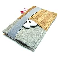 Handyhülle Handytasche Smartphonehülle Natur Merino Wollfilz Filz + Kork, wird in hochwertiger Handarbeit für dein Handy angefertigt