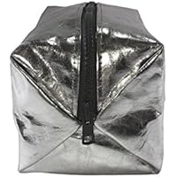 waschbare Papier-Kosmetiktasche, Kulturtasche, Schminktasche, Federtasche, vegan, robust, silber