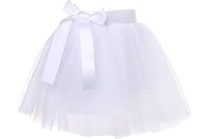 PLIKSUVER Gonna in tulle per bambini, gonna da balletto, mini gonna da ballo, 7 strati, per feste, danza, costumi per Halloween, 2-8 anni