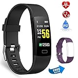 【Pantalla Color y Cronómetro】La pantalla de esta pulsera de actividad en color TFT LCD de 0.96 pulgadas puede mostrar el tiempo,la fecha,el paso, recibe la noticificacion de Facebook,Twitter,Skype,Whatsapp y llamada,además esta reloj inteligente hombre sirve como cronómetro, selecciona "Setting" mantén presionada la pantalla durante 3 segundos para activar.