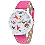 Junjie Dame Uhr Armbanduhr Männer Herren Fitness Frauen Tischuhr Smartwatch wasserdicht Schön und zart Geschenk-Dame-Glasspiegel-Weihnachtsmann-Rotwild Edelstahl Armband Sport Leather Freizeit