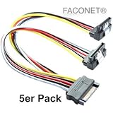 Faconet® 5er Set SATA Y Stromkabel SATA Stecker an 2x SATA Buchse gewinkelt (5er)