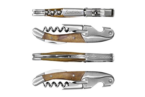 Santorino Kellnermesser – Exklusives Sommeliermesser aus Campecheholz, Weinöffner mit 2 Stufen – Premium Korkenzieher, Flaschenöffner in Geschenkbox - 7