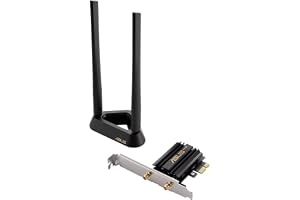 ASUS PCE-AXE59BT WiFi 6E PCI-E Adapter with 2 external antennas, magnetized base, supporting 6GHz band, 160MHz, Bluetooth 5.2, WPA3 network security, OFDMA, MU-MIMO - Black