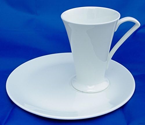 Delightful Plain White Fine Bone China Cone Mug and Tray Snack set