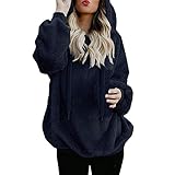 iHENGH Vorweihnachtliche Karnevalsaktion Damen Winter Jacke Dicker Warm Bequem Parka Mantel Lässig Mode Frauen warme Flauschige Top Hoodie Sweatshirt Hooded Pullover Jumper(Marine,5XL)