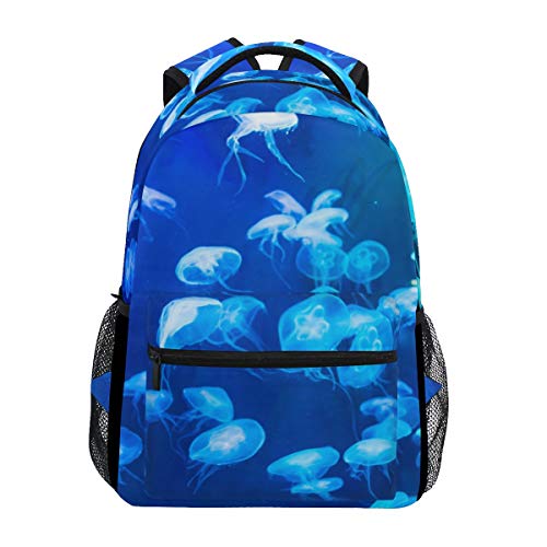 Blue Moon Jellyfish Aurelia Travel Laptop Backpack, Water Resistant College School Computer Bag Bookbag for Women & Men Outdoor Camping&Fits Up to 14-inch Notebook