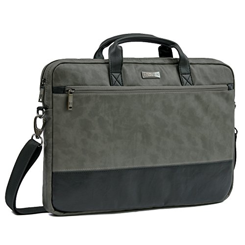 Laptoptasche 17.3, Evecase Premium Doppelfarbige Umhängetasche mit Gepolstert Laptopfach, Fronttasche, Zubehörfach für Laptop in 17,3 Zoll - Waschbär Grau