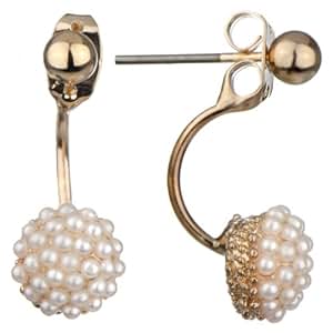 earrings cluster pearl gold stud