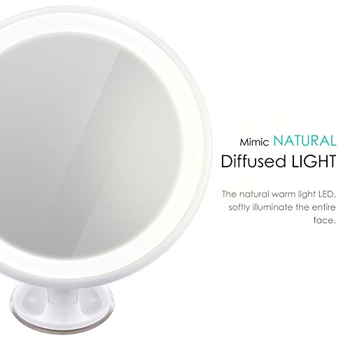 eBasic Kosmetikspiegel Beleuchtet mit 5 / 7-facher Vergrößerung und Saugnapf-Grundplatte Warmem LED Licht, 360º Drehbar für Makeup (USB Laden) (5 x VergrößErung) - 2