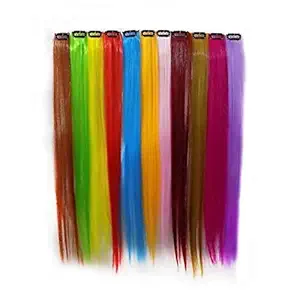 ALIZZ High Lighting Multicolor Set of 10 Hair Strands Extensions for Girls and Women