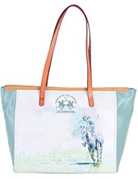 La Martina Tasche Damen Hellgrün Weiß Baumwolle Shopper/Umwelttaschen Zwei Träger