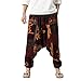 Produktbild Geili Herren Haremshose übergröße Freizeithose Loose Fit Baumwolle Leinen Festival Baggy Boho Lang Hosen Yoga Fitness Sporthose Vintage Zigeunerhosen S-3XL