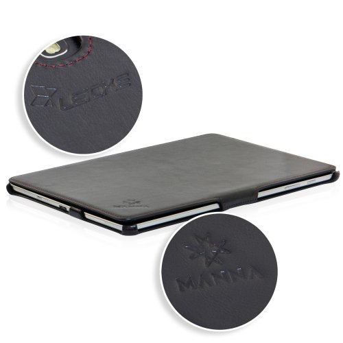 Manna Galaxy TabPRO 12.2 und NotePRO 12.2 UltraSlim Hülle | Case mit Autosleep | Aufstellbare Tasche aus schwarzem Kunstleder mit farbiger Naht | Schutzhülle für SM-T900 SM-T905 SM-P900 SM-P905 - 3