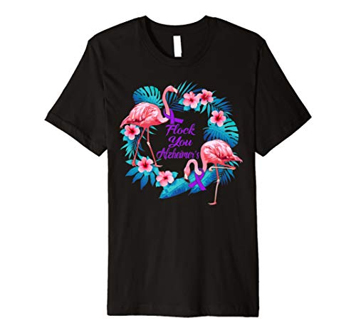 flock Alzheimers flamingo t shirt - funny Alzheimers shirts