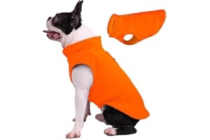 JACKO & CO Fleece-Weste mit Ring für die Leine – weich, leicht, atmungsaktiv für Welpen, kleine, mittelgroße Hunde, Kätzchen, Katzen, Chihuahua, warm für Herbst/Winter (Orange, Größe L, 4,5-7,3 kg)
