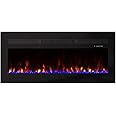 Electric Stove Heater 2000W,Electric Fireplace with Indoor Log/Wood Burner Effect,Modern Freestanding LED Flame Fireplave Stoves Adjustable Thermostat (Black, 60" ADFE16 Fireplace)