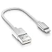 Produktbild deleyCON 0,15m Lightning 8 Pin Ladekabel USB Kabel Apple MFI Zertifiziert Kompatibel mit iPhone XR XS Max XS X 8 Plus 8 Ipad Ipod - Metallstecker & Nylonkabel - Silber