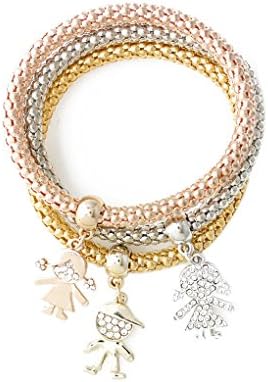 Befaith 3pcs/set Women Bangle Gold/Silver/Rose Plated Titanium Stainless Children Chain Bracelet NO.1 20cm