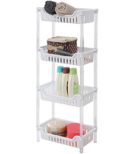Gicos Scaffale 4 Ripiani In Plastica 35x22x100 Cm – Grigio, Per Bagno E Cucina