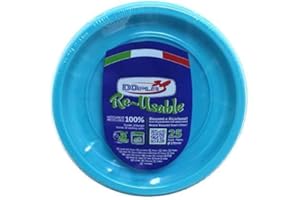 TEKHOME Piatti Plastica frutta,25/50/75/100/125/150 Pezzi piatti plastica colorati lavabili e riutilizzabili Rotondi per Compleanno,Festa, Matrimonio,Fai da Te Fatti a Mano (CELESTE, 150)