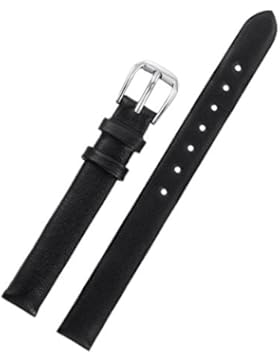 8mm Frauen High-End-schwarzen Lederersatzuhrenarmbänder für dünne dünne Uhren Dornschließe konfrontiert