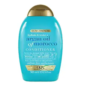 OGX Extra Strength Hydrate & Revive + Argan Oil of Morocco Conditioner for Dry, Damaged Hair, Cold-Pressed Argan Oil to Moisturize Hair, Paraben-Free, Sulfate-Free 385 ml