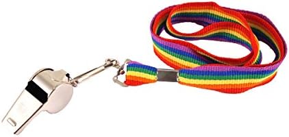 Gay Lesbian Pride LGBT Festival Rainbow Ribbon Lanyard Strap Metal Whistle 5.5 cm Fancy Dress Party Costume Accessory