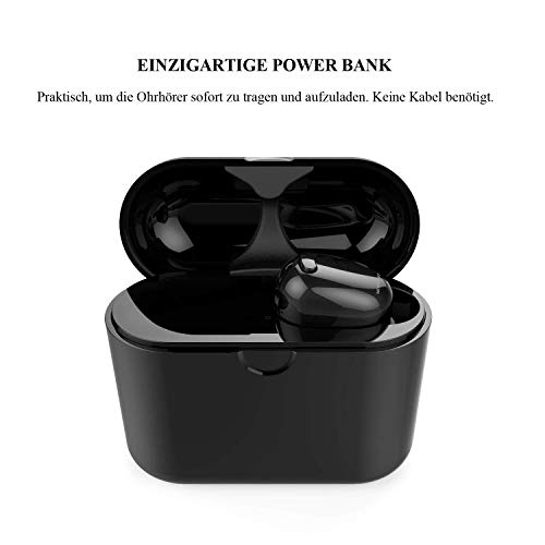 NENRENT S570 + Bluetooth Auricular, Auricular más pequeño Mini Invisible v4.1 Wireless Bluetooth Headset Auricular con 400mAh Estuche Cargador Dock para iPhone iPad Samsung Galaxy LG HTC 1pcs Black