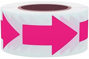 SHTGOI Pfeil Aufkleber 7 * 3cm Fluoreszierende Pfeil Bodenaufkleber Selbstklebend Boden Sticker Fußbodenaufkleber Distancing Schilder für Geschenke Umschläge Bodenkanäle 150 Aufkleber/Rolle Pink