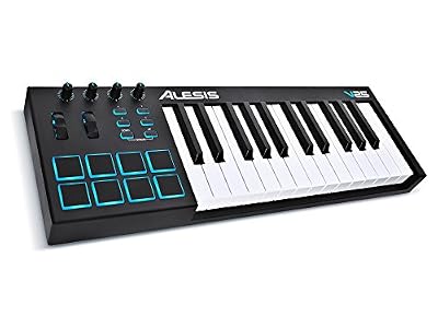 Alesis - V25 - Clavier Maître USB 25 Touches avec 8 Pads Rétroéclairés - 4 Boutons et Potentiomètre Assignables + Logiciels Inclus - Noir