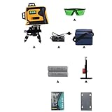 Gugutogo 12Lines 3D Laser Level Range Viseur de Niveau à Niveau Laser Auto-nivellement 360 Horizontal et Vertical Cross Super Powerful Green Laser Beam Line