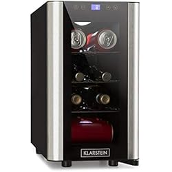 Klarstein Vinovista Picollo - Réfrigérateur à boissons, Mini-réfrigérateur à boissons compact, 24 litres, 8 bouteilles ou 16 canettes, écran LCD pour régler témpérature et éclairage, Silencieux
