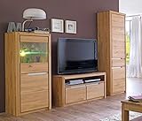 Wohnwand Pisa 27, Set-Inhalt: 1x Vitrine, 1x Lowboard, 1x Wohnzimmerschrank, Holzart: Wildeiche massiv bianco geölt