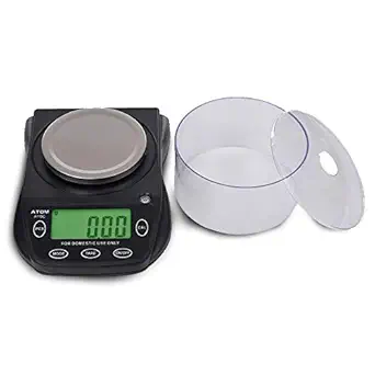 ATOM A 115 C 600gm x 0.01g (10mg) with round windsheild | Digital Jewellery Weighing Scale| Used in Gold & Silver ornaments and valuables | Weight Measuring machine | Compact & Portable Weighting Scale for homes and professionals| Use for domestic & research purpose| Batteries included adapter not included (optional )