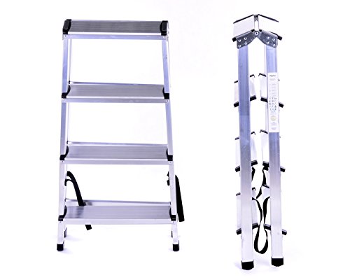 ALULEITER KLAPPLEITER 2×4 STUFEN STEHLEITER HAUSHALTSLEITER ZWEISEITIG - 4