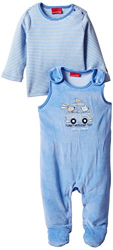 SALT AND PEPPER Baby Boys NB Playsuit On Tour uni Nicki Plain Crew Neck Long Sleeve Footies, Blue (soft Blue 430), 0-3 Months (Manufacturer size: 50)