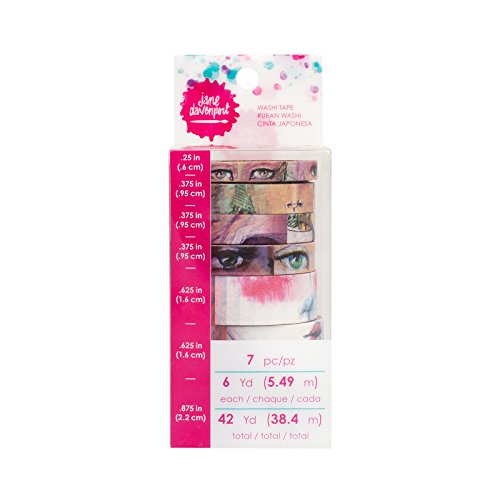Jane Davenport Mixed Media Washi Faces Tape Rolls - 7 Artistic Tape Rolls - 6 Yards Each