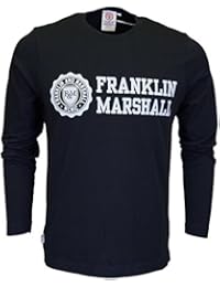 Franklin & Marshall VA225 cuello redondo manga larga Negro Camiseta